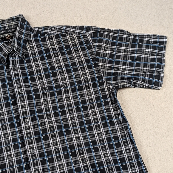 Wrangler George Strait Short Sleeve Button Up Shirt Men's XL Black/Blue/Grey - Picture 4 of 14